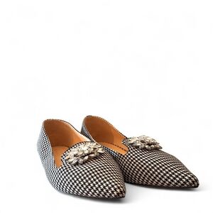 Badgley Mischka American Glamour Houndstooth Crystal Embellished Flats Size 10